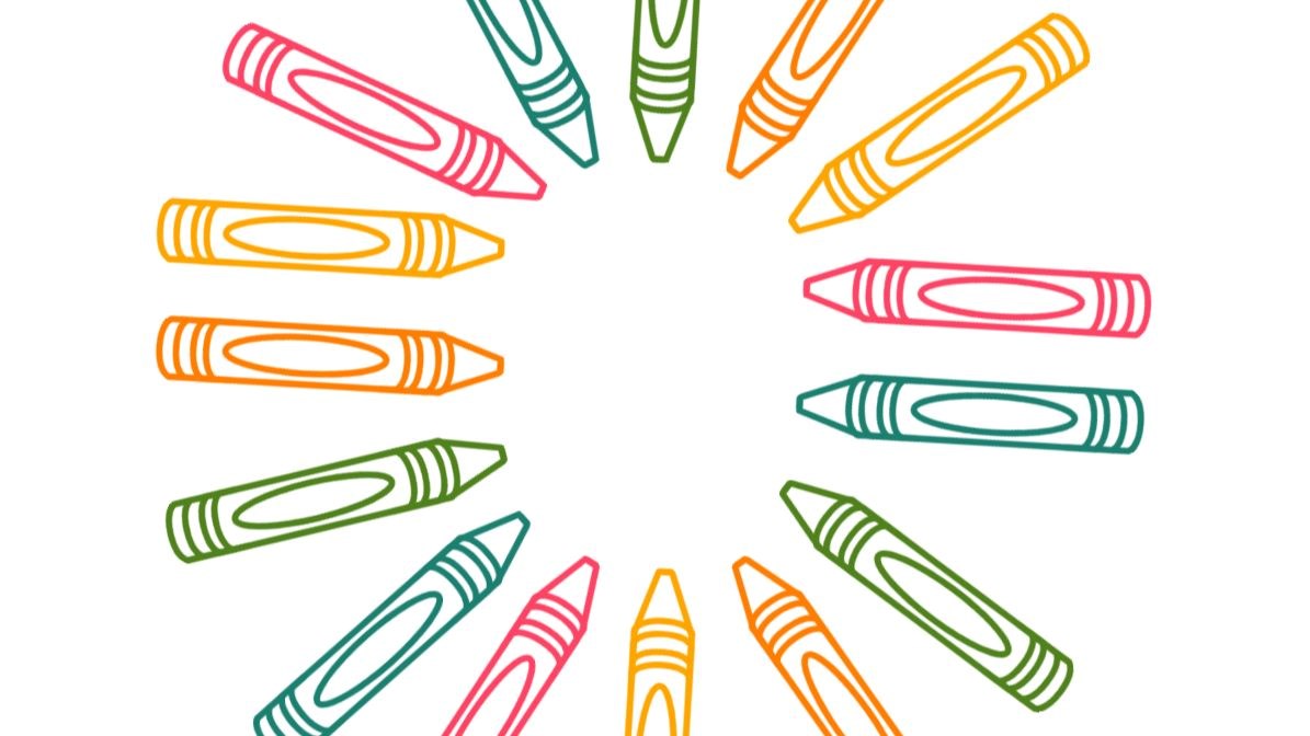 Colorful clipart crayons on a white background